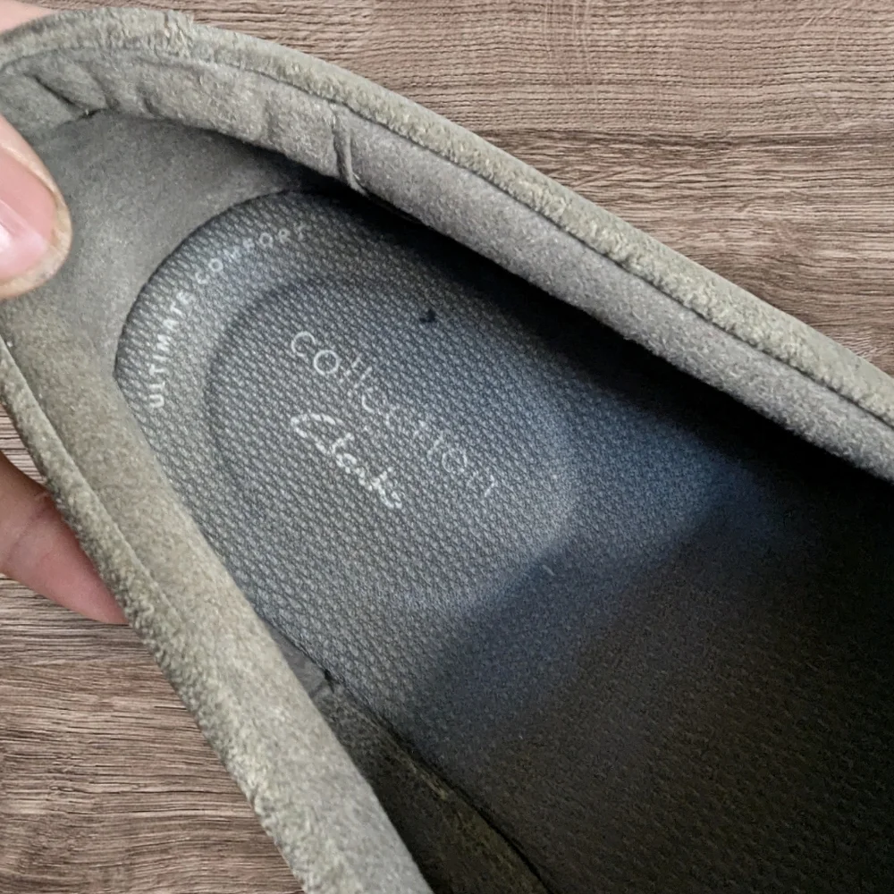 Clarks Un Tailor Tie Gray Suede Slip-On Shoes | Men’s 11